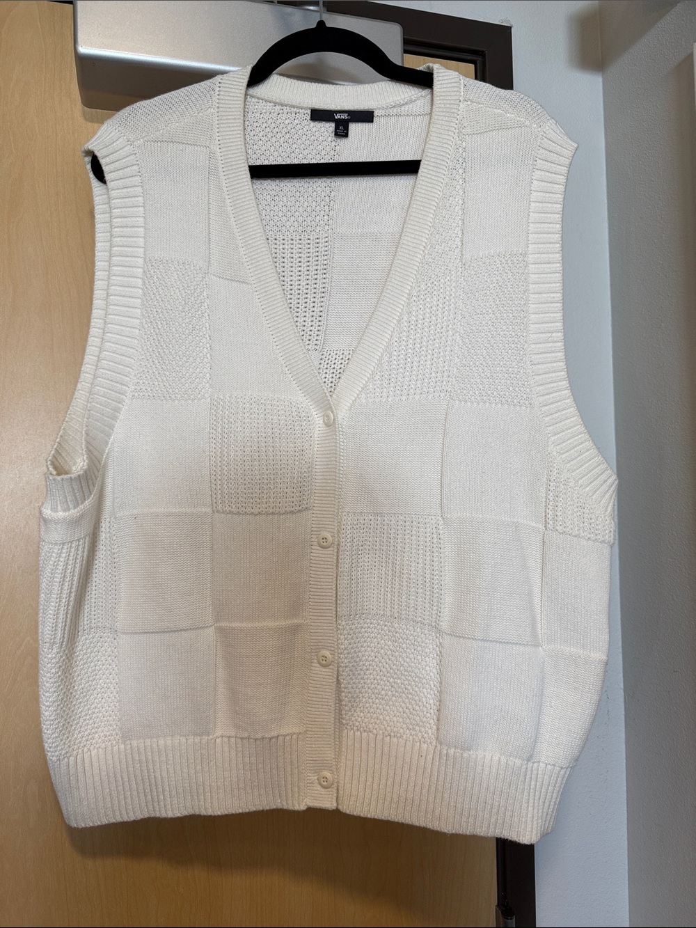 Vans White Button-Front Knit Vest